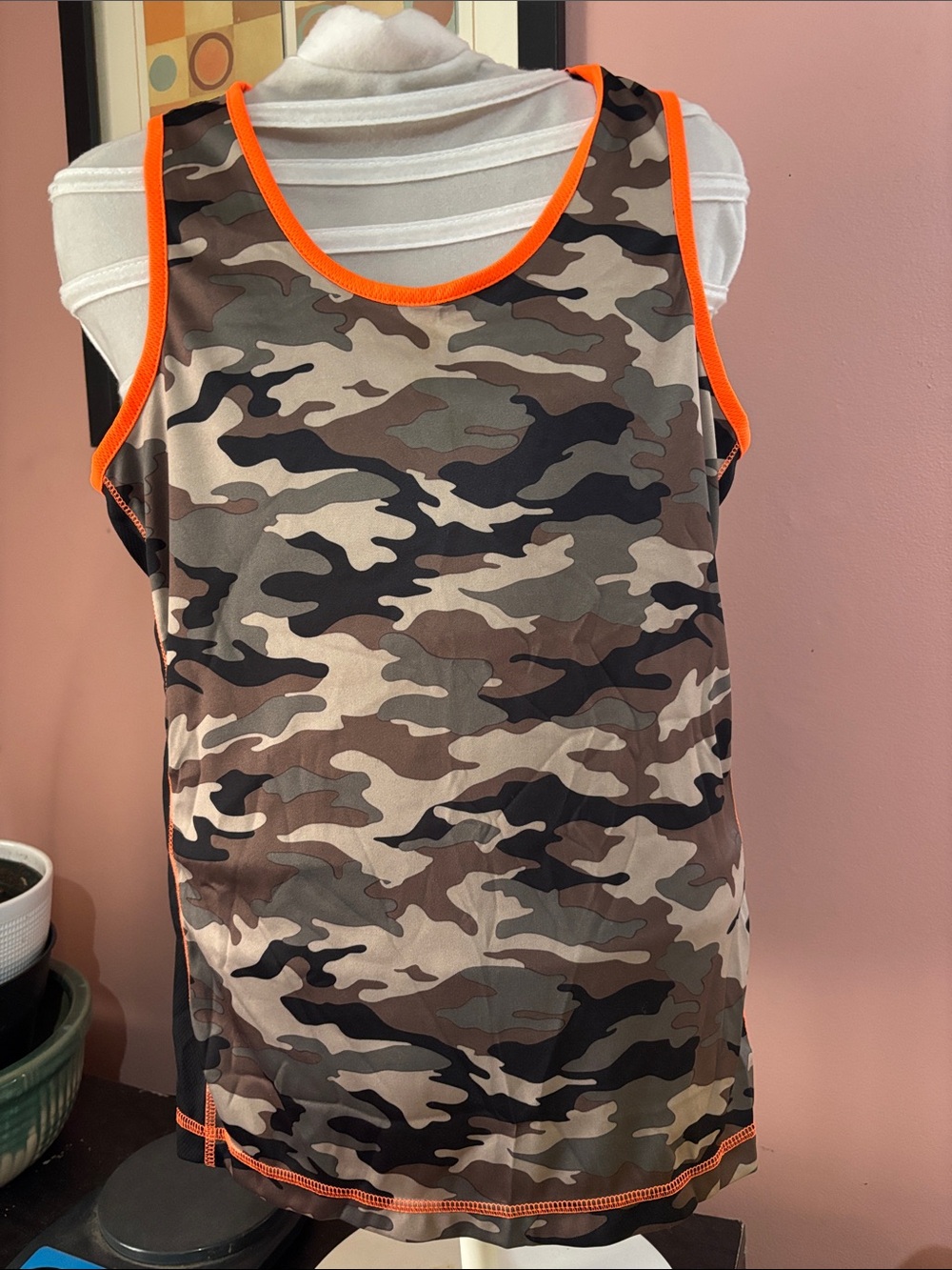 Camo Print Tank with Neon Orange Trim Size Small by B Sport